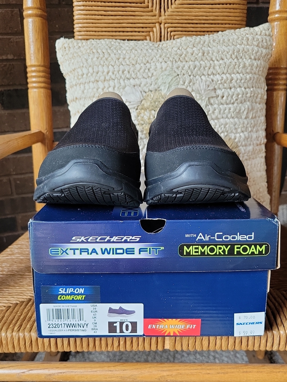 Skechers Men's Black Slip-On Sneakers with Memory Foam, size 10 x-wide